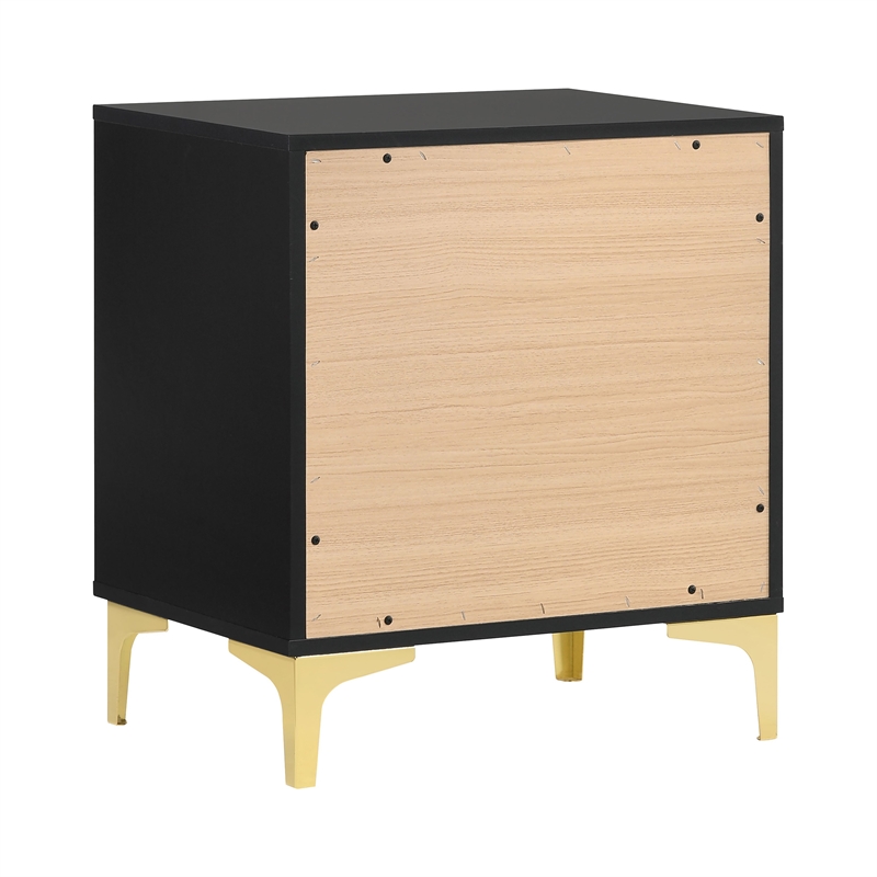 Queen Bedroom Set- Black and Gold- 3 Piece Set with 2 Nightstands