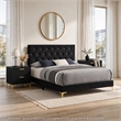 Queen Bedroom Set- Black and Gold- 3 Piece Set with 2 Nightstands