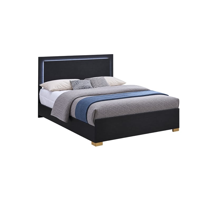 King Bedroom Set- Black and Gold- 2 Piece Set with Nightstand