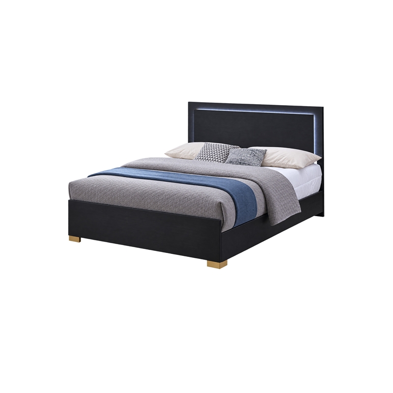 King Bedroom Set- Black and Gold- 3 Piece Set with 2 Nightstands