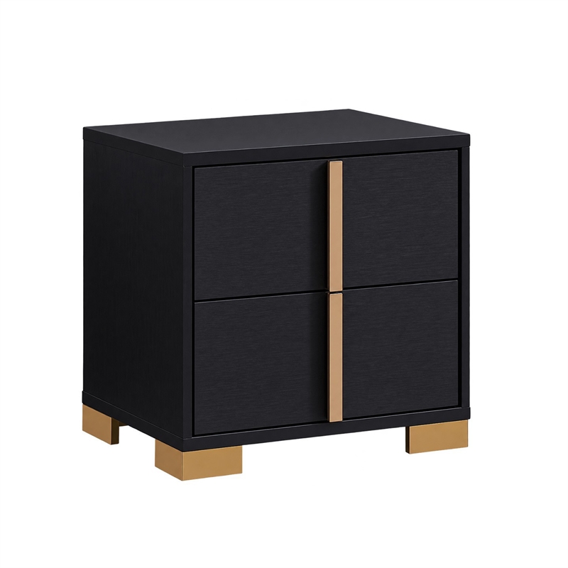 King Bedroom Set- Black and Gold- 3 Piece Set with 2 Nightstands
