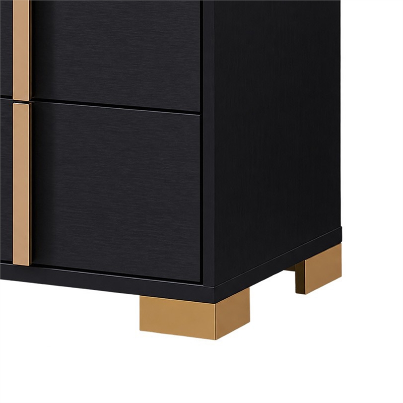 King Bedroom Set- Black and Gold- 3 Piece Set with 2 Nightstands