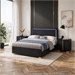 King Bedroom Set- Black and Gold- 3 Piece Set with 2 Nightstands