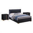King Bedroom Set- Black and Gold- 3 Piece Set with 2 Nightstands