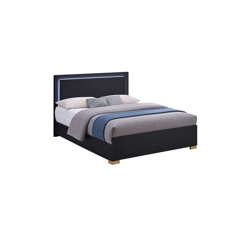 Queen Bedroom Set- Black and Gold- 2 Piece Set with Nightstand