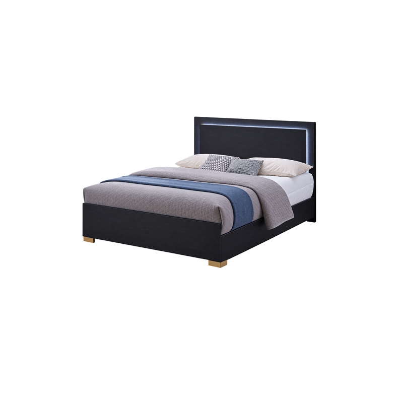 Queen Bedroom Set- Black and Gold- 2 Piece Set with Nightstand