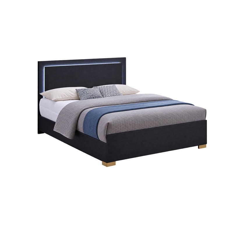 Queen Bedroom Set- Black and Gold- 3 Piece Set with 2 Nightstands