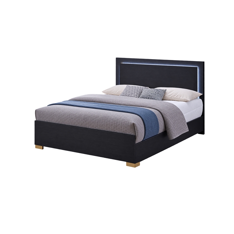 Queen Bedroom Set- Black and Gold- 3 Piece Set with 2 Nightstands