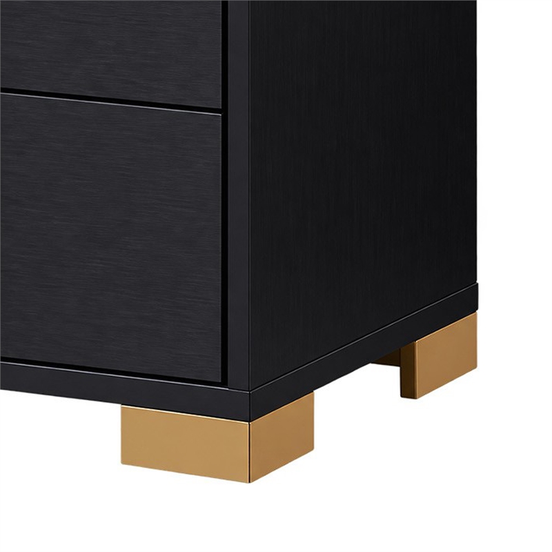 Queen Bedroom Set- Black and Gold- 3 Piece Set with 2 Nightstands