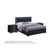 Queen Bedroom Set- Black and Gold- 3 Piece Set with 2 Nightstands