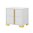 King Bedroom Set- White and Gold- 2 Piece Set with Nightstand