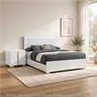 King Bedroom Set- White and Gold- 2 Piece Set with Nightstand