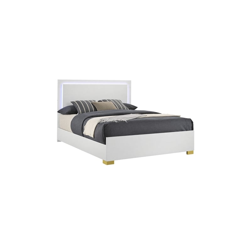 king bedroom set- white and gold- 3 piece set with 2 nightstands