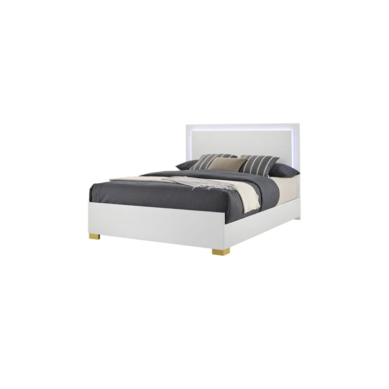 king bedroom set- white and gold- 3 piece set with 2 nightstands
