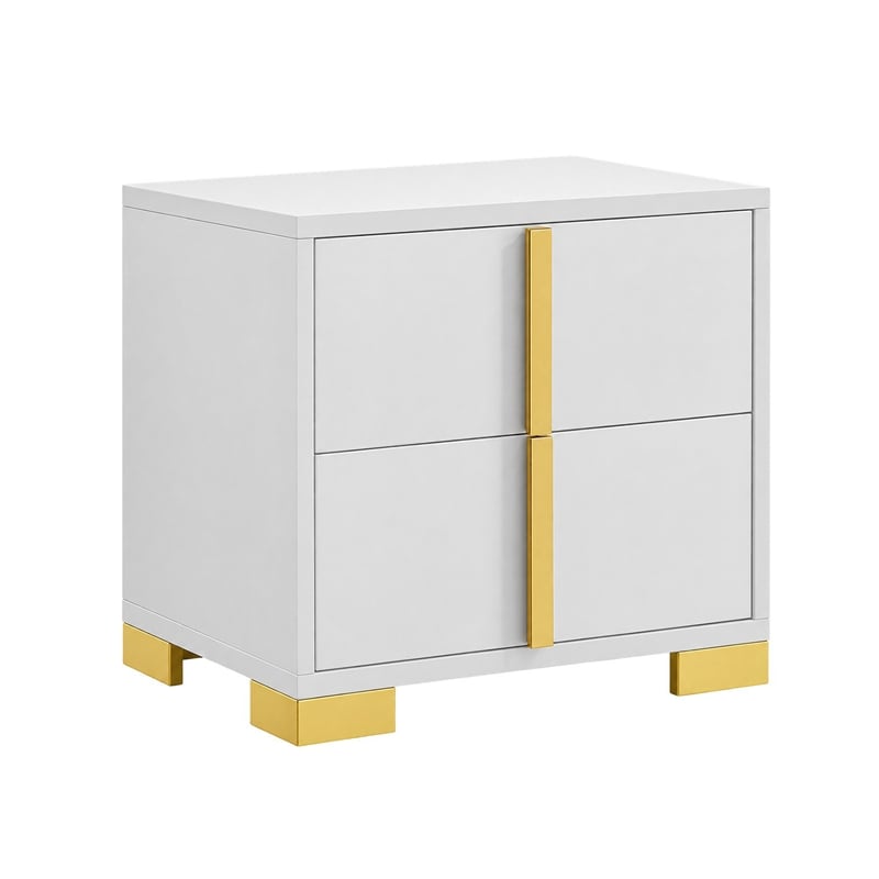 king bedroom set- white and gold- 3 piece set with 2 nightstands