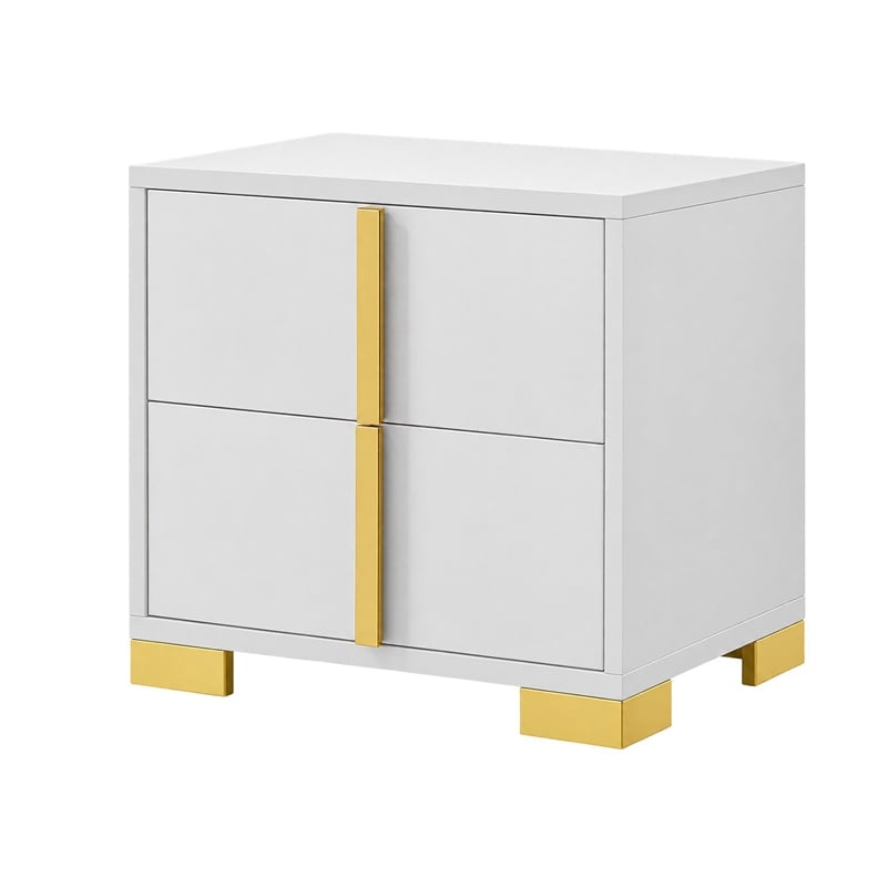 king bedroom set- white and gold- 3 piece set with 2 nightstands