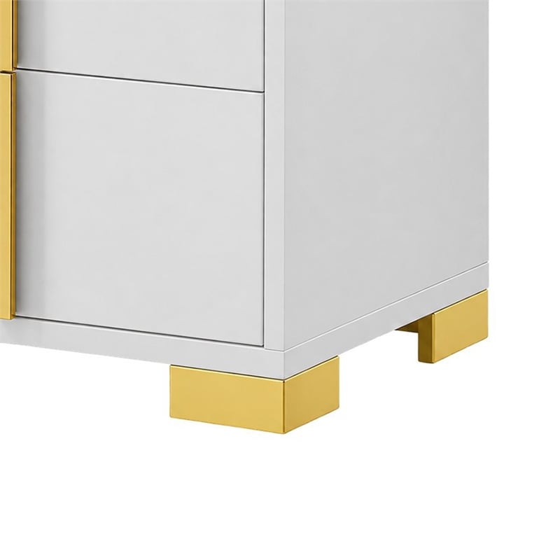 king bedroom set- white and gold- 3 piece set with 2 nightstands