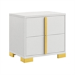 Queen Bedroom Set- White and Gold- 2 Piece Set with Nightstand