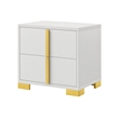 Queen Bedroom Set- White and Gold- 2 Piece Set with Nightstand