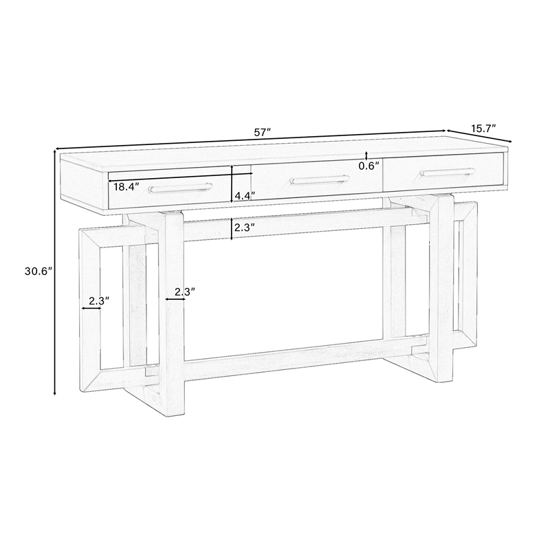 Gracie Console Table with 3 Drawers and Iron Handle Design