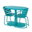 Monalisa 3pc Outdoor Bistro Table Set- Slatted Curved Back Chairs- Teal