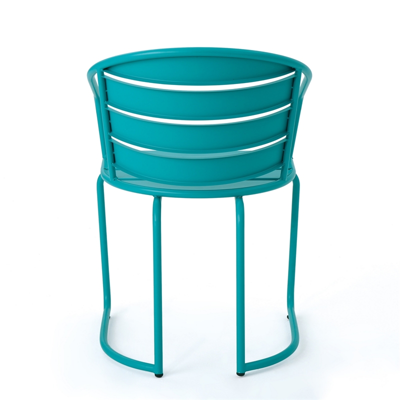 Monalisa 3pc Outdoor Bistro Table Set- Slatted Curved Back Chairs- Teal