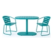 Monalisa 3pc Outdoor Bistro Table Set- Slatted Curved Back Chairs- Teal