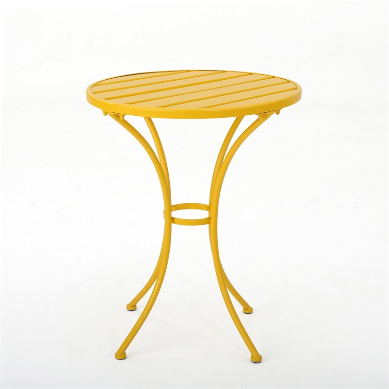 Rune 3pc Outdoor Bistro Set with Round Table and Armchairs- Yellow