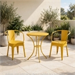 Rune 3pc Outdoor Bistro Set with Round Table and Armchairs- Yellow