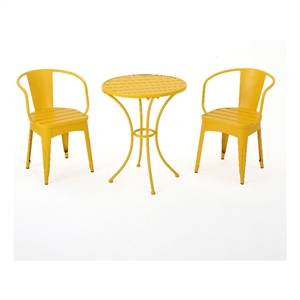 Rune 3pc Outdoor Bistro Set with Round Table and Armchairs- Yellow