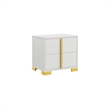 Queen Bedroom Set- White and Gold- 3 Piece Set with 2 Nightstands