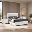 Queen Bedroom Set- White and Gold- 3 Piece Set with 2 Nightstands