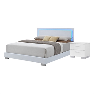 King Bedroom Set- White- 2 Piece Set with Nightstand