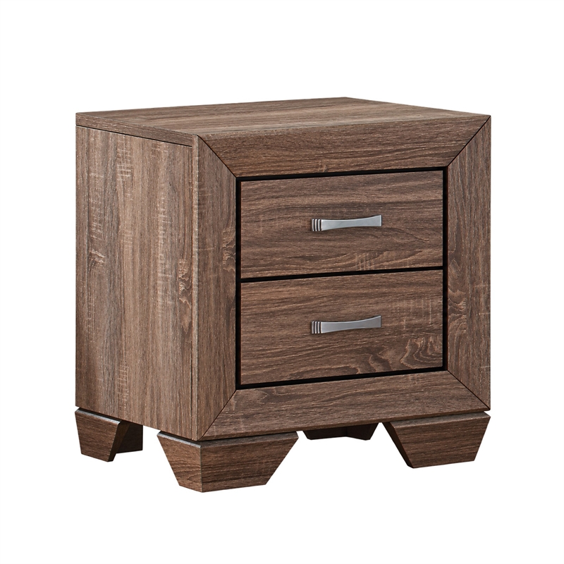King Bedroom Set- Storage Brown- 2 Piece Set with Nightstand