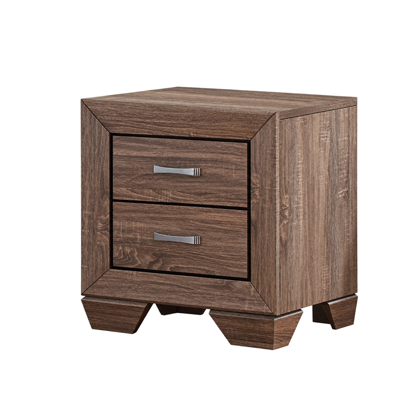 King Bedroom Set- Storage Brown- 2 Piece Set with Nightstand