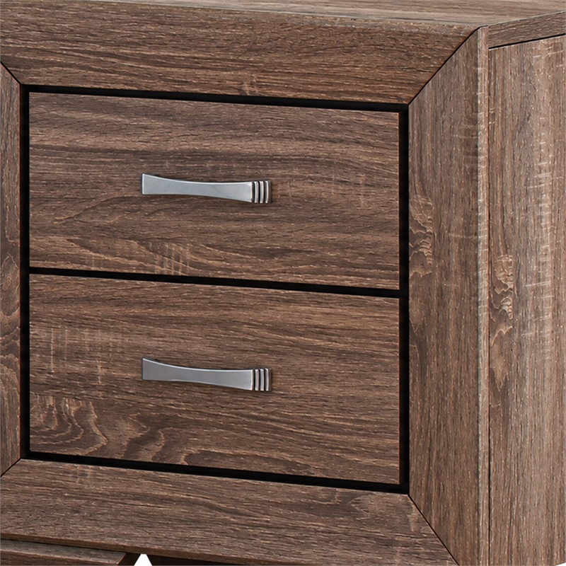King Bedroom Set- Storage Brown- 2 Piece Set with Nightstand
