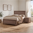 King Bedroom Set- Storage Brown- 2 Piece Set with Nightstand
