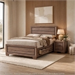 King Bedroom Set- Storage Brown- 2 Piece Set with Nightstand