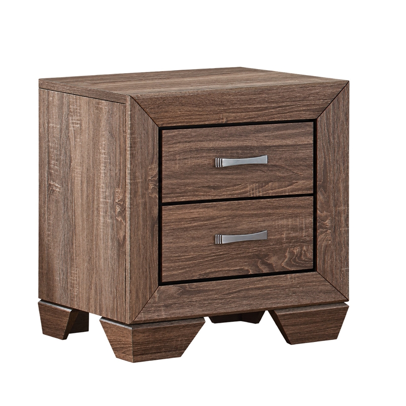 King Bedroom Set- Storage Brown- 3 Piece Set with 2 Nightstands