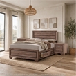 King Bedroom Set- Storage Brown- 3 Piece Set with 2 Nightstands
