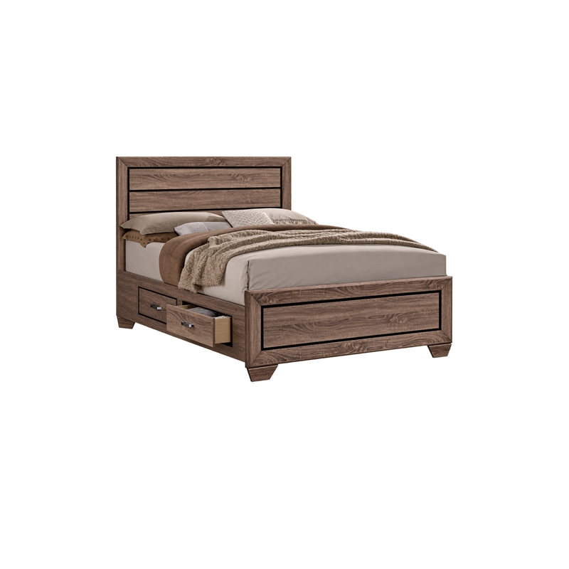 Queen Bedroom Set- Brown- 2 Piece Set with Nightstand