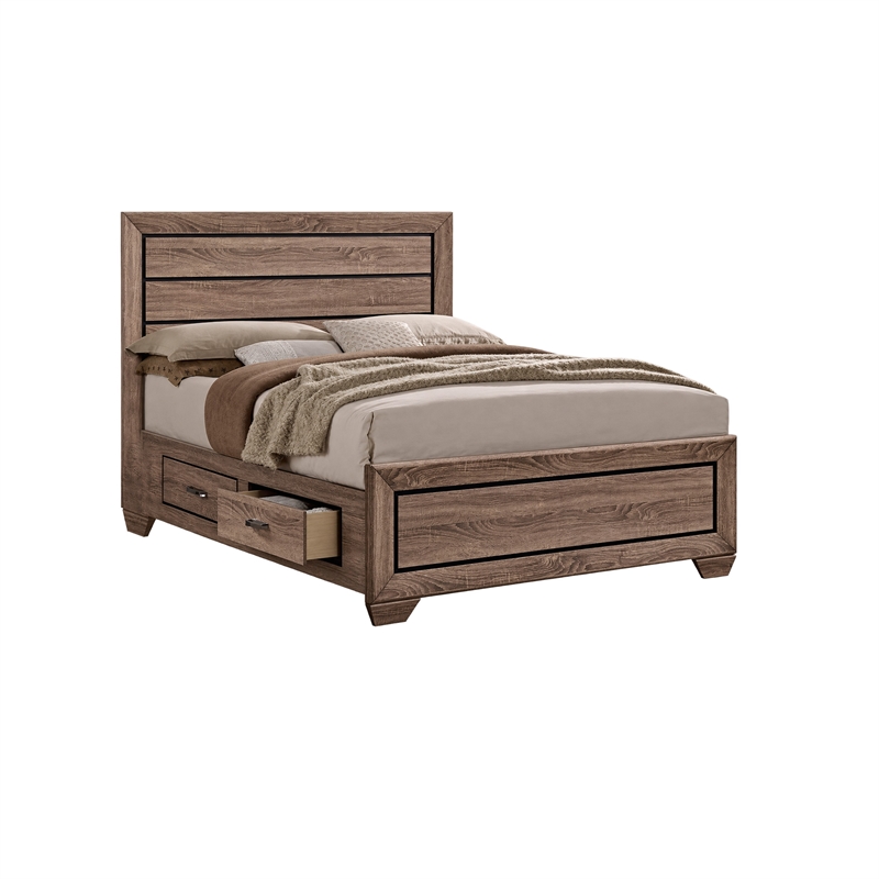 Queen Bedroom Set- Brown- 3 Piece Set with 2 Nightstands