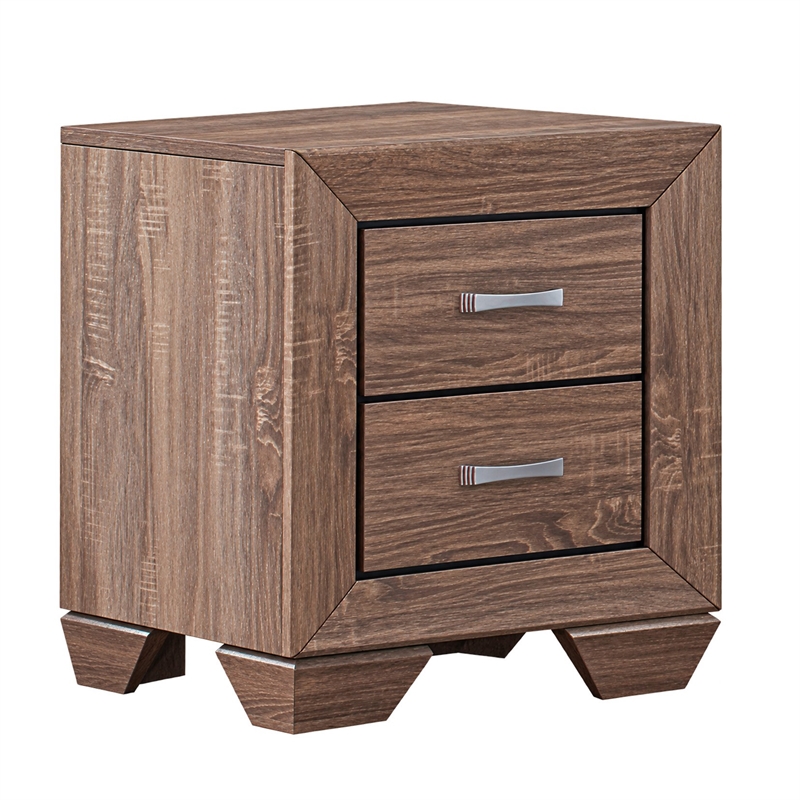 Queen Bedroom Set- Brown- 3 Piece Set with 2 Nightstands