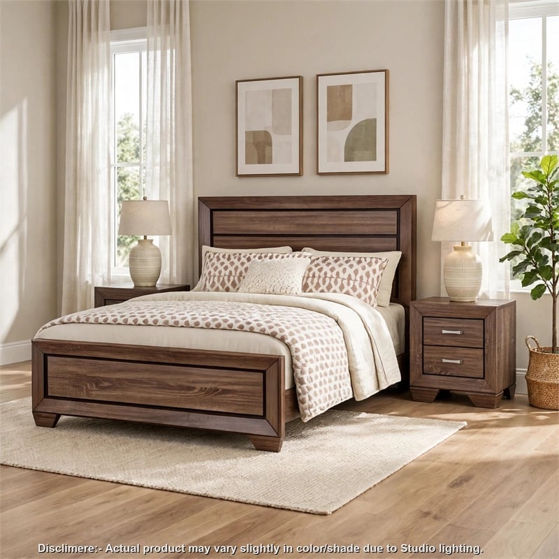 king bedroom set- brown- 3 piece set with 2 nightstands