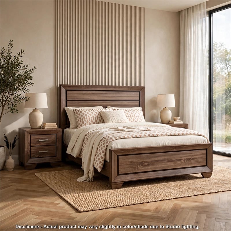 king bedroom set- brown- 3 piece set with 2 nightstands