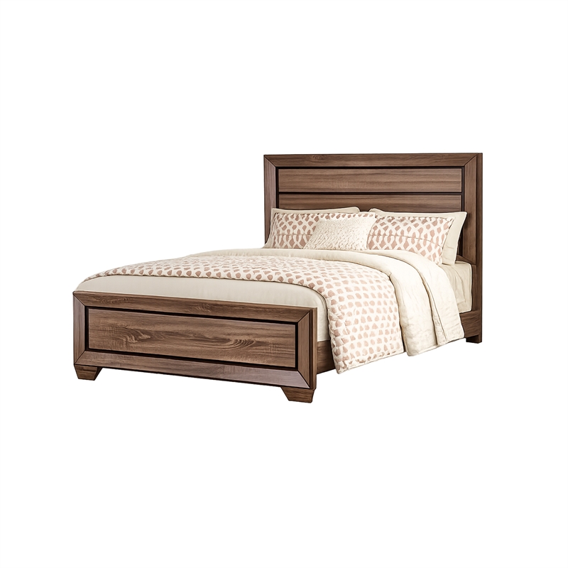 Queen Bedroom Set- Brown- 2 Piece Set with Nightstand