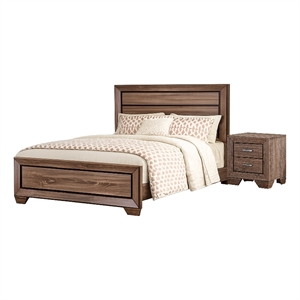 Queen Bedroom Set- Brown- 2 Piece Set with Nightstand