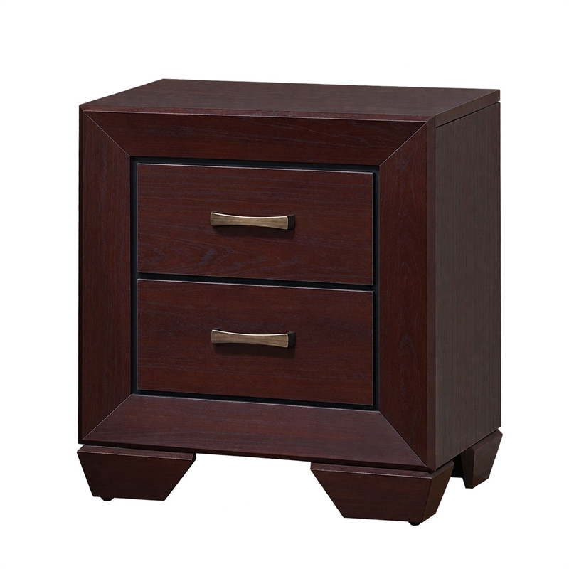 King Bedroom Set- Storage Design- Brown- 2 Piece Set with Nightstand