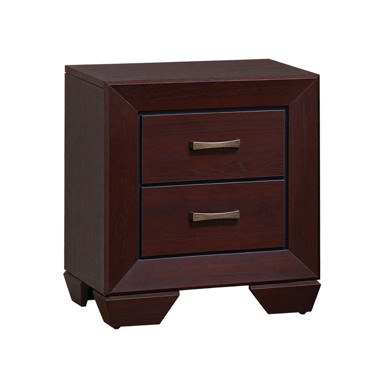 King Bedroom Set- Storage Design- Brown- 2 Piece Set with Nightstand