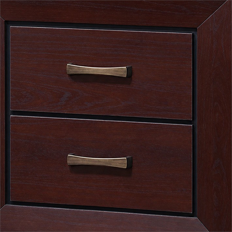 King Bedroom Set- Storage Design- Brown- 2 Piece Set with Nightstand